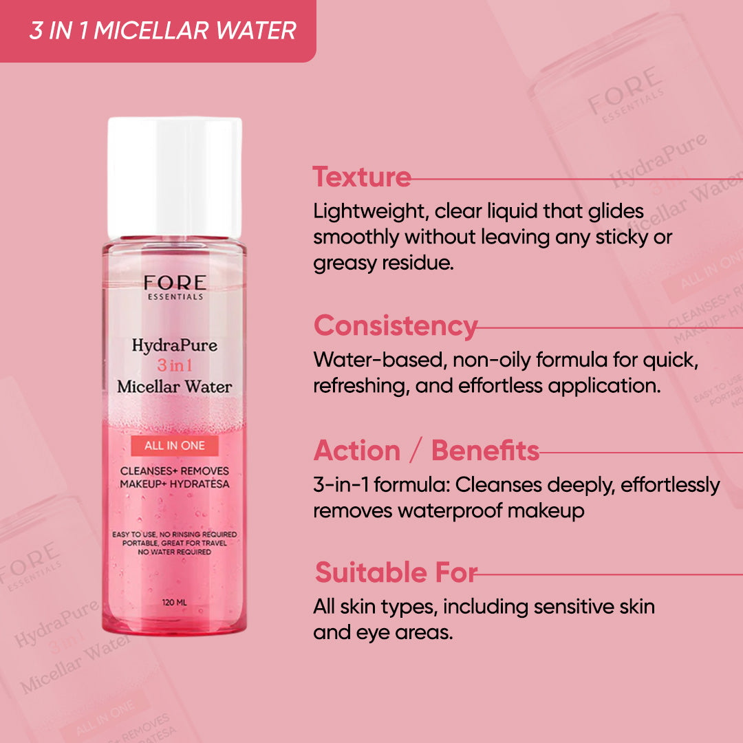 HydraPure Micellar Water 3 in 1 Makeup Remover